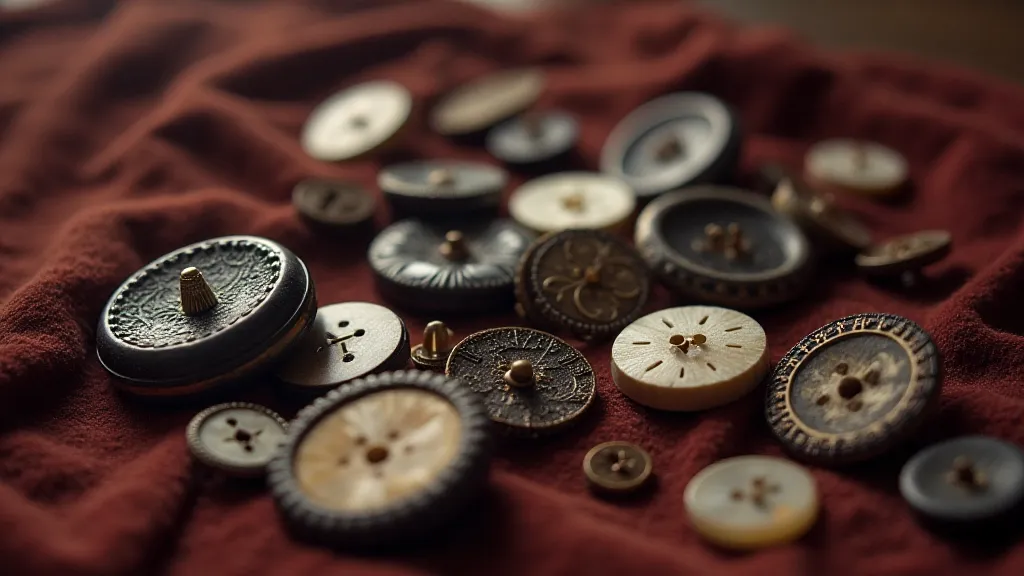 Collection of antique buttons on velvet cloth