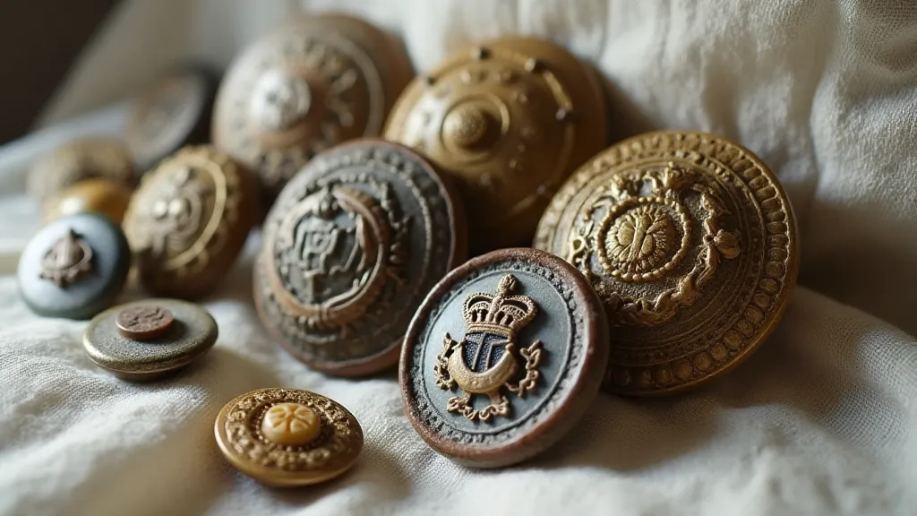 A collection of antique military buttons