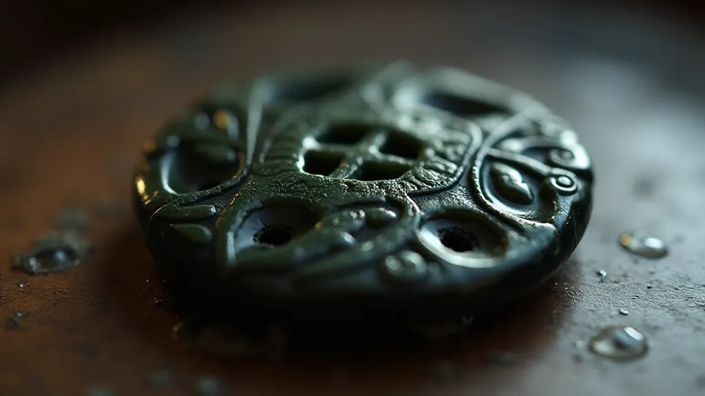 Close-up of a Carved Jet Button