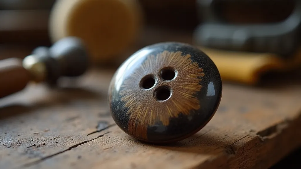 Victorian horn button in a workshop