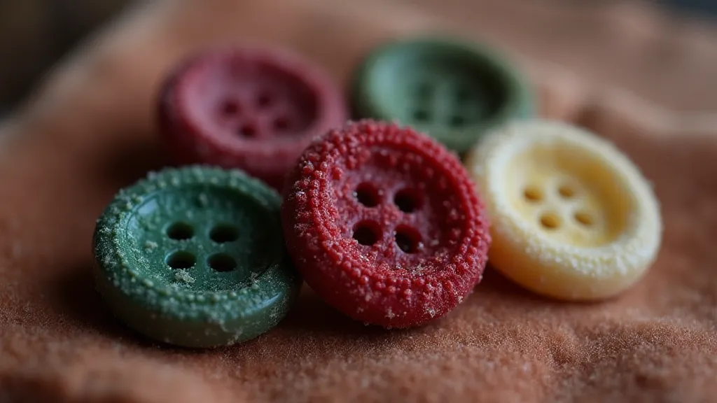 Victorian buttons in various colors.