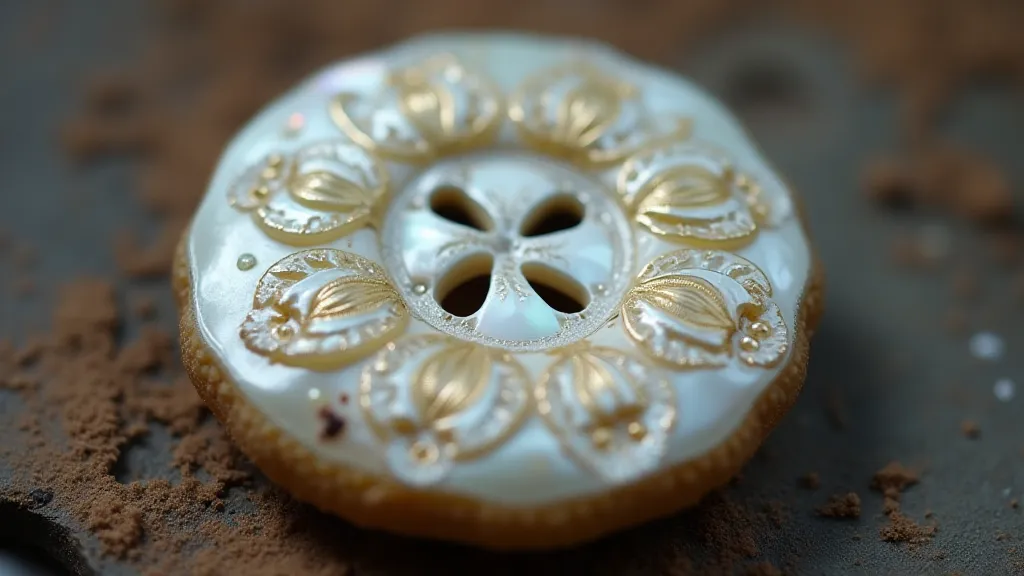 Close-up of a mother-of-pearl button