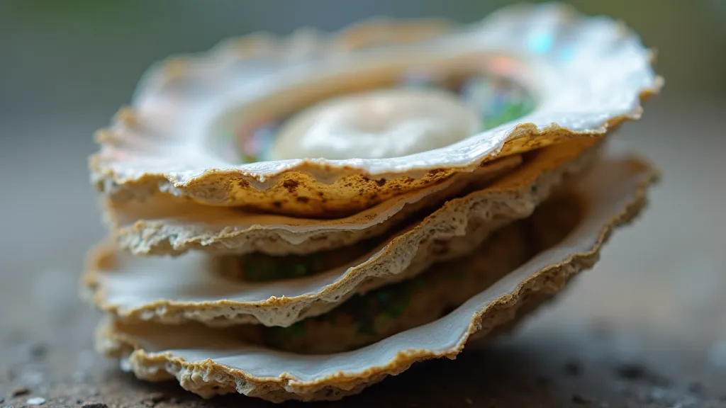 Raw oyster shells with nacre lining