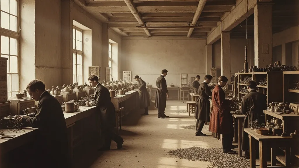 Victorian button factory scene
