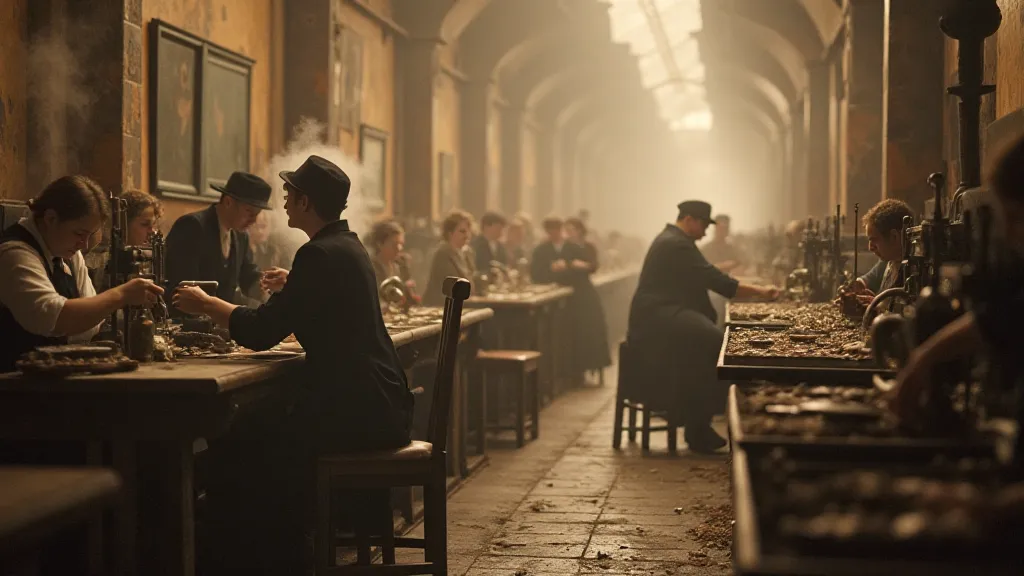 Victorian button factory scene
