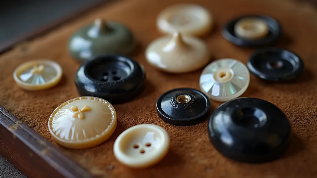 Assorted Victorian buttons on velvet