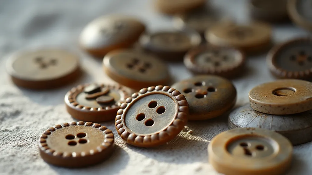 Victorian buttons arranged on linen